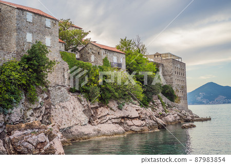 Beautiful view of the island of St. Stephen, Sveti Stefan on the Budva Riviera, Budva, Montenegro 87983854