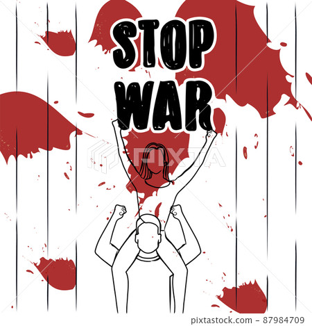 Outline of a man carrying woman Stop war poster Vector Outline of a man carrying woman Stop war poster Vector 87984709