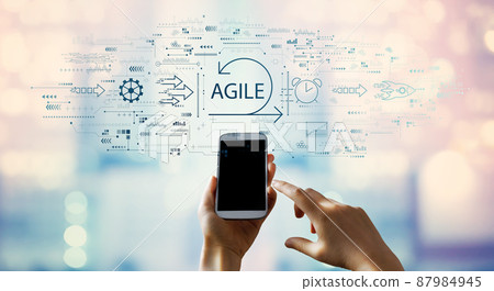 Agile concept with person using smartphone 87984945