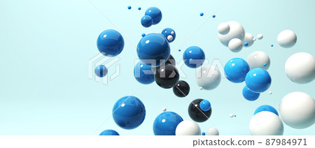 Scattered floating colored spheres background - 3D render 87984971