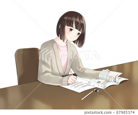 A young woman studying A young woman studying 87985374