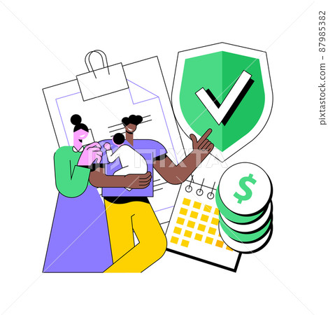 Parental allowance abstract concept vector illustration. Parental leave, home with child, seeking work, payment for mother, maternity capital, single mom, pocket money, alimony abstract metaphor. Parental allowance abstract concept vector illustration. Parental leave, home with child, seeking work, payment for mother, maternity capital, single mom, pocket money, alimony abstract metaphor. 87985382