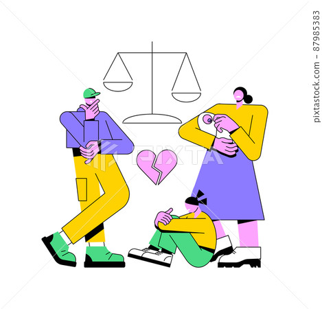Divorce abstract concept vector illustration. Marriage dissolution, separation, through divorce decree, husband and wife conflict, healthy breakup, parents fight, break up abstract metaphor. Divorce abstract concept vector illustration. Marriage dissolution, separation, through divorce decree, husband and wife conflict, healthy breakup, parents fight, break up abstract metaphor. 87985383