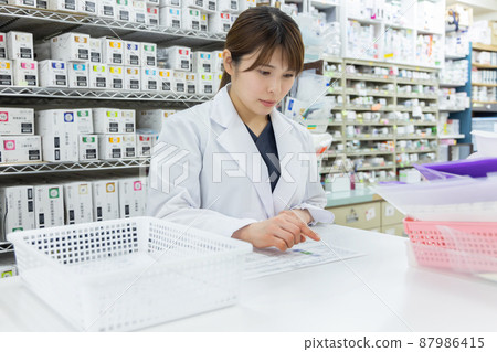 一名在配藥藥房工作的婦女 87986415
