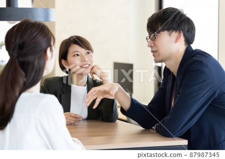 A businessman having a standing meeting A businessman having a standing meeting 87987345