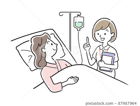 矢量圖素材：護士與住院婦女交談 87987964
