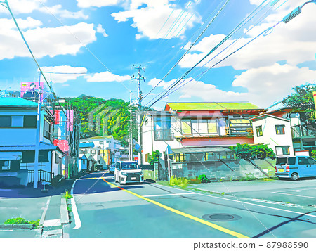 Cars running in the suburbs Cars running in the suburbs 87988590