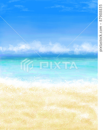 美麗的海灘水彩背景圖 87988835