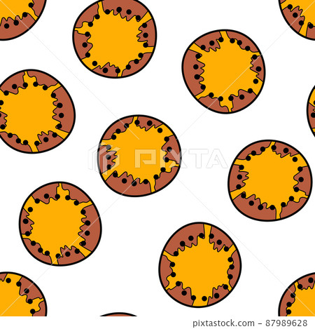 Seamless pattern with geometric aboriginal ornament. Ethnic tribal rounded color background. Afican, australian motiph. Dots painting. Vector illustration, template design for cloth, card, fabric 87989628