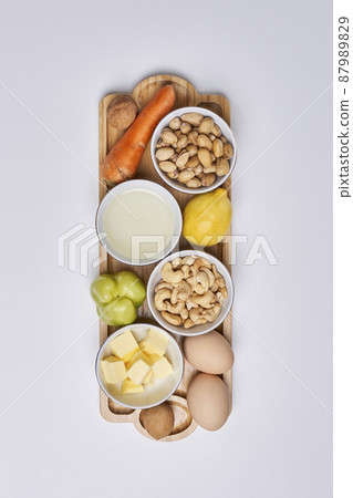 Ketogenic diet. Ingredients for keto diet. High good fat, healthy food. Ingredients for healthy foods selection. Balanced healthy ingredients of unsaturated fats for the heart and blood vessels. 87989829
