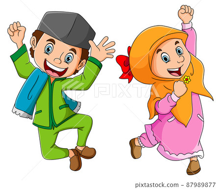 The couple boy and girl are excited for ramadan and eid al fitr The couple boy and girl are excited for ramadan and eid al fitr 87989877