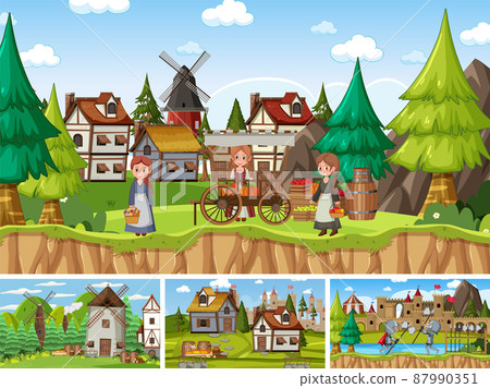 Set of different scene medieval Set of different scene medieval 87990351