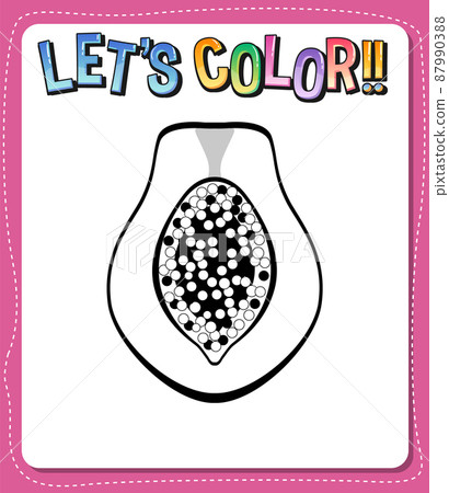 Worksheets template with lets color text and papaya outline Worksheets template with lets color text and papaya outline 87990388