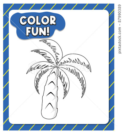 Worksheets template with color fun text and palm outline 87990389