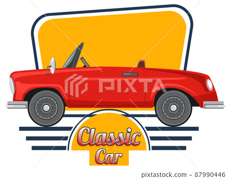 Classic car logo with classic car on white background Classic car logo with classic car on white background 87990446