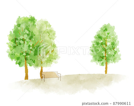景觀與樹木和長凳 景觀與樹木和長凳 87990611