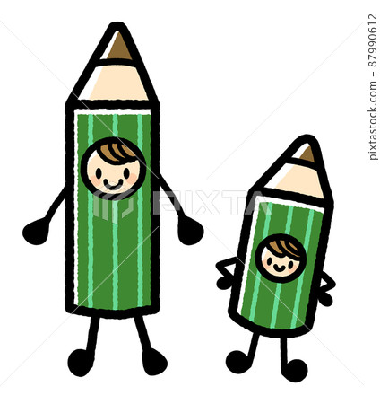 Parent and child wearing a pencil kigurumi Parent and child wearing a pencil kigurumi 87990612