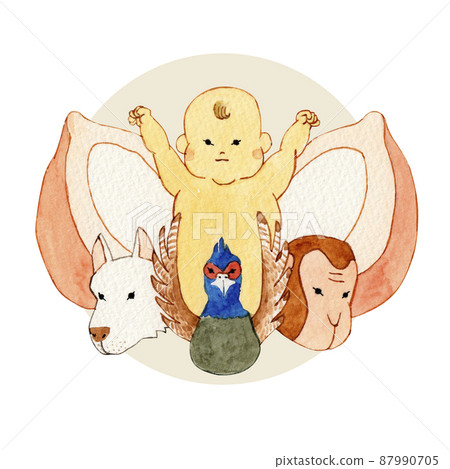 Japanese Folk Tale Momotaro Watercolor Stock Illustration Japanese Folk Tale Momotaro Watercolor Stock Illustration