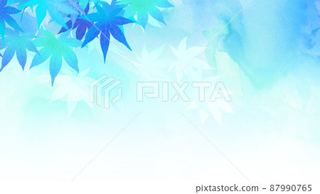 Cool autumn leaves and watercolor texture background 87990765