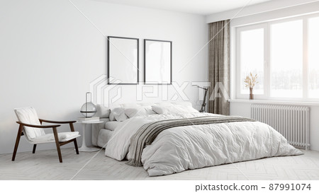 Mock-up frame in home interior background, 3d render Mock-up frame in home interior background, 3d render 87991074