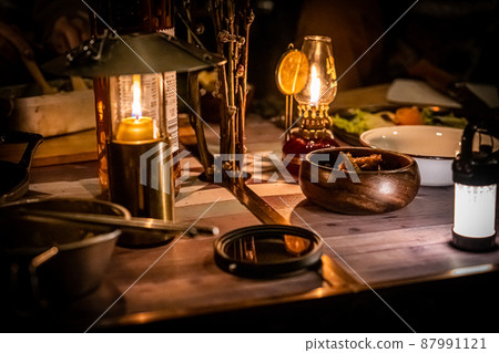 Night camping luxury lamp lantern bonfire glamping camping food Night camping luxury lamp lantern bonfire glamping camping food 87991121
