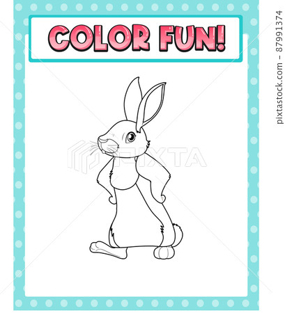 Worksheets template with color fun text and rabbit outline Worksheets template with color fun text and rabbit outline 87991374