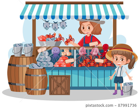 Market stall concept with fresh food store 87991736