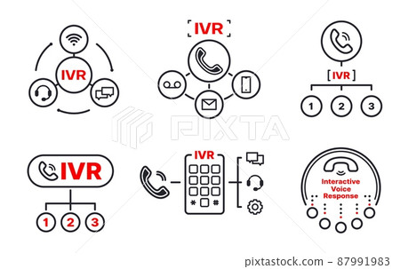 IVR icons, interactive voice response application for telephony automated phone call, vector mic symbols. IVR customer service, automatic contact center and digital mobile interactive response app IVR icons, interactive voice response application for telephony automated phone call, vector mic symbols. IVR customer service, automatic contact center and digital mobile interactive response app 87991983