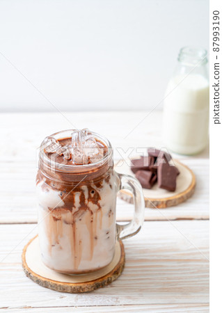 Iced chocolate milkshake drink 87993190