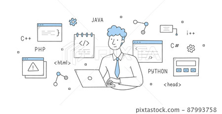 Programmer develop code doodle concept, developer 87993758