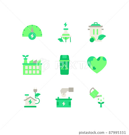 eco friendly green energy vector icon series - Stock Illustration ...