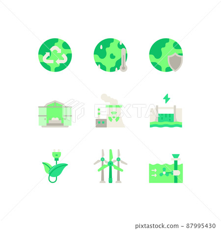 eco friendly green energy vector icon series - Stock Illustration ...