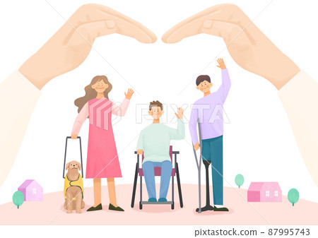 day of disabled, disabled people saying hello in lovely background 87995743