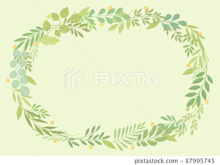 spring flower background, leaves frame illustration 87995745
