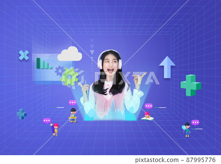 AI artificial intelligence education graphic rendered poster for kid 87995776