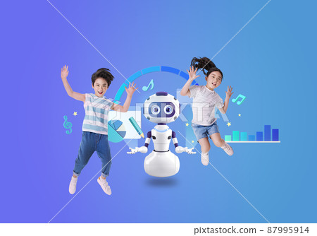 AI artificial intelligence education graphic rendered poster for kid 87995914