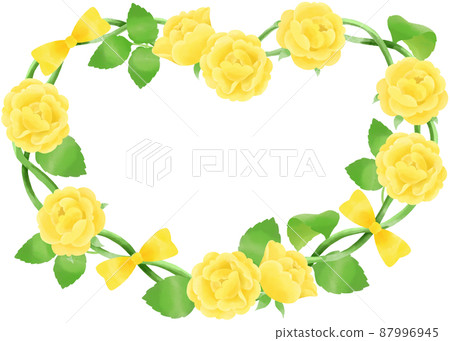 Yellow rose flower wreath (watercolor painting) 87996945
