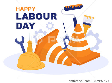 Happy Labor Day from People of Various Professions, Different Background and Thanks to Your Hard Work in Flat Cartoon Illustration for Poster Happy Labor Day from People of Various Professions, Different Background and Thanks to Your Hard Work in Flat Cartoon Illustration for Poster 87997574