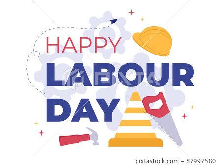 Happy Labor Day from People of Various Professions, Different Background and Thanks to Your Hard Work in Flat Cartoon Illustration for Poster Happy Labor Day from People of Various Professions, Different Background and Thanks to Your Hard Work in Flat Cartoon Illustration for Poster 87997580