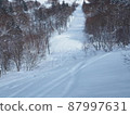 Snow scenery seen from a ski lift 87997631