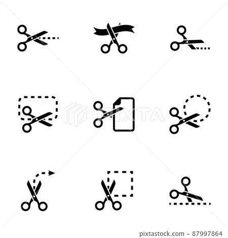 Set of simple icons on a theme scissors, vector, design, collection, flat, sign, symbol,element, object, illustration, isolated. White background Set of simple icons on a theme scissors, vector, design, collection, flat, sign, symbol,element, object, illustration, isolated. White background 87997864