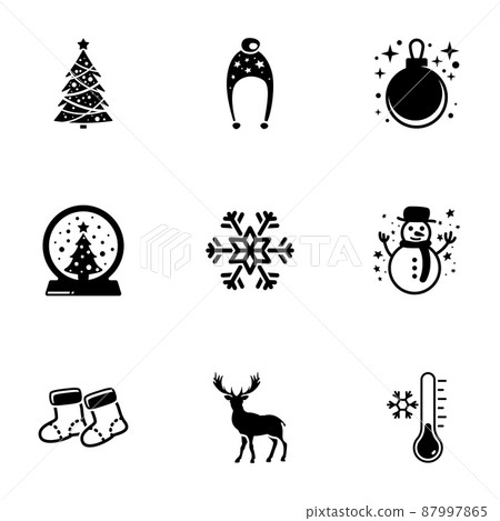 Set of simple icons on a theme Christmas, Happy New Year, Winter, vector, design, collection, flat, sign, symbol,element, object, illustration, isolated. White background Set of simple icons on a theme Christmas, Happy New Year, Winter, vector, design, collection, flat, sign, symbol,element, object, illustration, isolated. White background 87997865