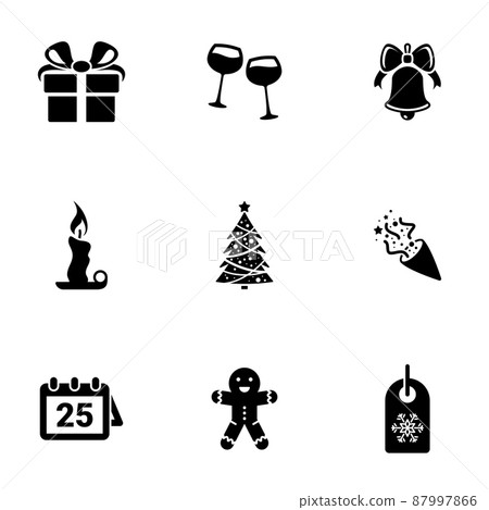 Set of simple icons on a theme holiday, christmas, new year, vector, design, collection, flat, sign, symbol,element, object, illustration, isolated. White background Set of simple icons on a theme holiday, christmas, new year, vector, design, collection, flat, sign, symbol,element, object, illustration, isolated. White background 87997866