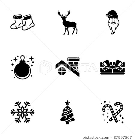 Set of simple icons on a theme Christmas, Happy New Year, Winter, vector, design, collection, flat, sign, symbol,element, object, illustration, isolated. White background Set of simple icons on a theme Christmas, Happy New Year, Winter, vector, design, collection, flat, sign, symbol,element, object, illustration, isolated. White background 87997867