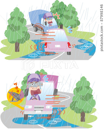 Road Safety <Truck Driver on a Curve on a Rainy Day> Road Safety <Truck Driver on a Curve on a Rainy Day> 87998146