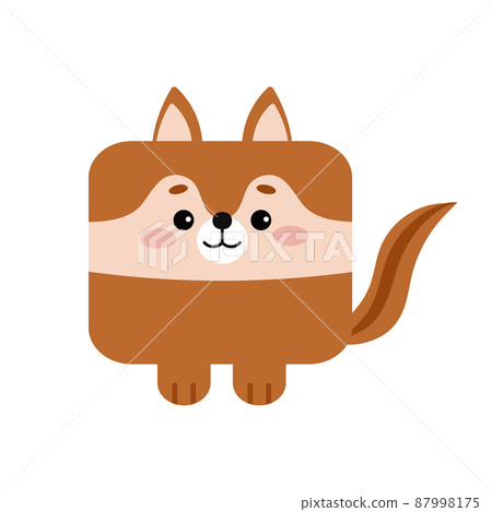Square chipmunk forest animal face icon isolated on white background. Square chipmunk forest animal face icon isolated on white background. 87998175