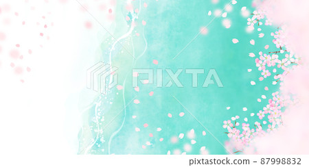 Spring sea cherry blossom background material - Stock Illustration ...