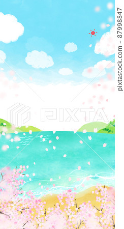 春海櫻花背景素材 春海櫻花背景素材 87998847