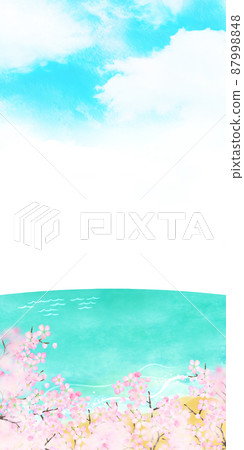 春海櫻花背景素材 春海櫻花背景素材 87998848