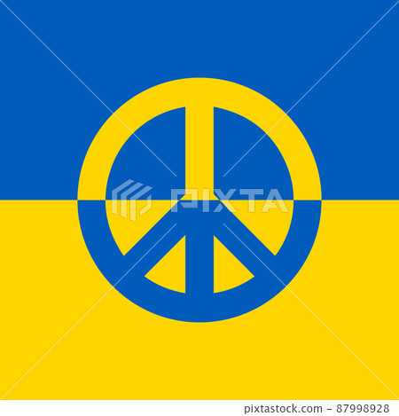 Ukrainian peace symbol - stay with Ukraine. Ukraine vector poster. Concept of Ukrainian and Russian military crisis, conflict between Ukraine and Russia. Support, pray and help Ukraine during the war. 87998928
